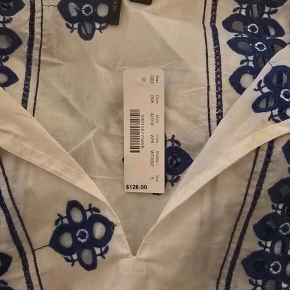 NWT J.Crew Embroidered Tassel Tunic White/Blue S - Picture 4 of 5
